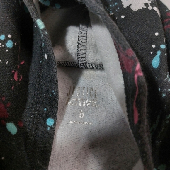 Justice Active Black Paint Splatter Hoodie Size 6 - Picture 6 of 9